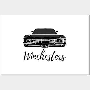 winchesters with baby impala '67 supernatural Posters and Art